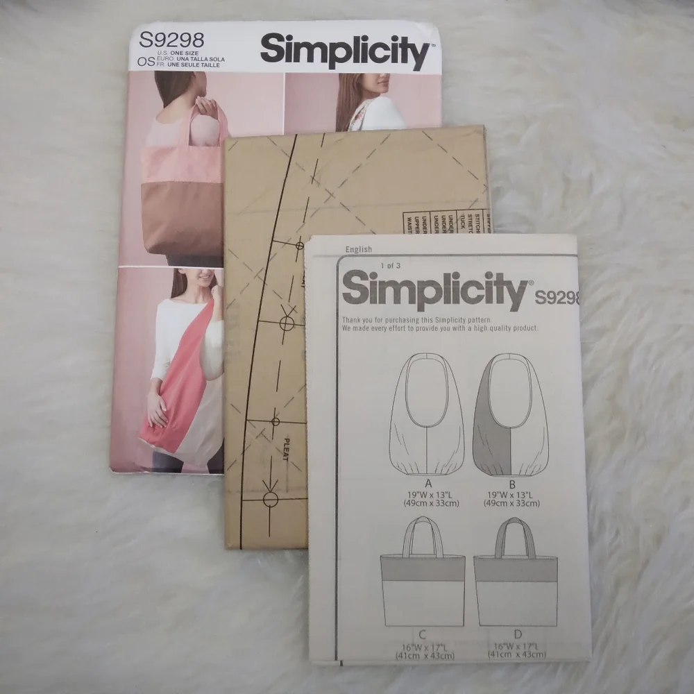 SIMPLICITY S9289 Large Market Totes In 4 Variations.